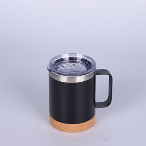 Taza de Viaje de Acero Inoxidable de Alta Calidad para Camping y Oficina, 12 oz, Estilo Moderno, con Base y Tapa de Corcho, Aislamiento Térmico, Ecológica - Product Image 3