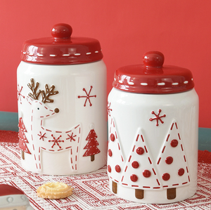 Pot de rangement en céramique de Noël en gros, boîte à collation scellée avec couvercle, idéal comme cadeau de fêtes - Product Image 5