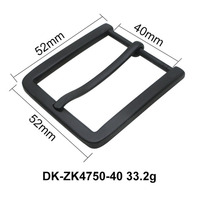 Boucle de ceinture carrée en alliage de zinc noir mat de 40 mm, à simple ardillon, pour ceintures en cuir pour hommes, logo personnalisé, vente en gros