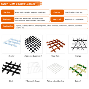 Minimalist 8 Inch X 8 Inch Black Rollcoated Fireproof Wear Resistant Lay-in <strong>Metal</strong> Open Cell Ceiling Ceiling <strong>Grid</strong> for Hotel Mall - Product Image 3