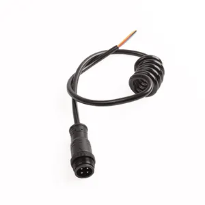 Ip68 kabel tahan air konektor M12 M16 4Pin kabel gulung kabel ekstensi kawat spiral kabel