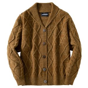 Chaqueta de punto estilo esmoquin con patrón argyle para <span class=keywords><strong>hombre</strong></span>, estilo retro, gruesa, tipo <span class=keywords><strong>cárdigan</strong></span>, 100% lana, transfronteriza europea y americana. - Product Image 1