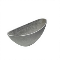 Jardinière pour plantes d'intérieur et d'extérieur, gris moyen mat, texture poreuse brossée, résine de poudre de pierre, imitation béton, côtés droits, conique