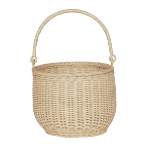 Cesta tejida de ratán con asa, cesta de almacenamiento en forma de cuenco para frutas, flores, picnic, uso infantil - Product Image 4
