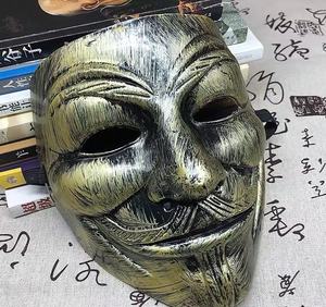 Masque intégral en plastique doré V pour Vendetta, masque d'Halloween pour cosplay, <span class=keywords><strong>Guy</strong></span> <span class=keywords><strong>Fawkes</strong></span>, hacker, masque de fête écologique - Product Image 4