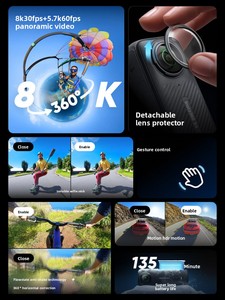 <span class=keywords><strong>Cam</strong></span>éra sportive panoramique 360 degrés 8K Shadowstone Insta360 X4 X5 avec stabilisation intégrée, étanche jusqu'à 10 m, <span class=keywords><strong>cam</strong></span>éra <span class=keywords><strong>VR</strong></span> - Product Image 2
