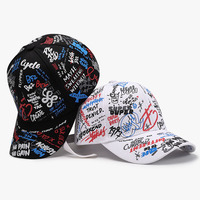 Gorra de Béisbol Casual Unisex con Estampado Completo de Letras y Grafiti, Estilo Moderno