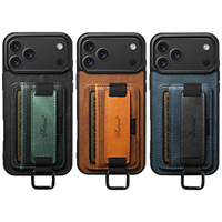 Étuis de téléphone en cuir PU pour iPhone Air 17 Pro Max 16 E 15 Plus 14 13 Samsung S25 Ultra S24 S23 S22 Porte-bracelet Housse de téléphone mobile