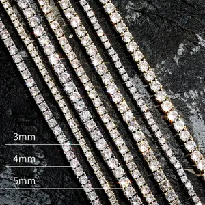 رينتين SMN بالجملة 3 ملليمتر 4 ملليمتر 5 ملليمتر الهيب هوب أساور الجليد 925 الإسترليني الفضة المواسانيت الماس سلسلة قلادة التنس للرجال
