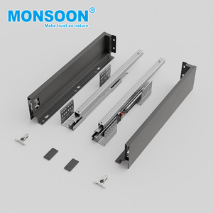 Herrajes para Muebles de Cocina Modernos, Sistema de Cajones Ultbox-Standard de Extensión Total de 3 Pliegues, con Cierre Suave y Acabado en Zinc - Product Image 1