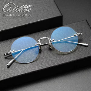 M3105 Gafas redondas de lujo sin marco de alta calidad para hombre, gafas Vintage sin montura, gafas de titanio, monturas ópticas de cornisa - Product Image 1