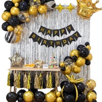 Kit de décoration de ballons pour fête d'anniversaire, kit de bannière Joyeux Anniversaire, ballons en latex, kit de toile de fond circulaire pour fête d'enfants