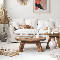 Massivholz Vintage runde Couch tische in wieder verwendetem Holz Kiefer antiken Stil natürliche Farbe