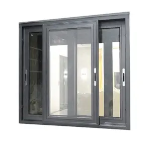 Ventana corredera de aluminio de venta hoit en ventanas de perfiles de aluminio de vidrio templado LOW E