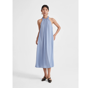 LEDUO Customized Summer Elegant Women Casual Ruffle Neck Tie Back Closure Loose Flowy A-Line - Product Image 1