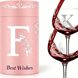 Emballage personnalisé pour cadeaux, impression de motifs de lettres A-Z, verre à vin, boîte personnalisée, boîte d'expédition cylindrique unique - Product Image 2