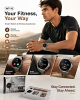 Reloj Inteligente Unisex WT10 Redondo con Auriculares TWS Integrados, Correas Dobles, Más de 100 Modos Deportivos, Monitoreo de Salud, Respuesta y Videollamadas
