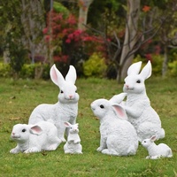 Statue de lapin réaliste en résine, imperméable, peinte, motif amour, grande taille, ornements animaux pour pelouse, décoration paysagère pour jardin, cour et parc