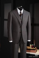 Costume d'affaires italien en laine de haute qualité bleu marine foncé pour homme, sur mesure, coupe ajustée, double boutonnage, veste et pantalon, grande taille, 2 pièces, respirant