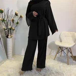 Conjunto de dos piezas formado por Abaya y Turquía, manga larga, Hijab, vestido