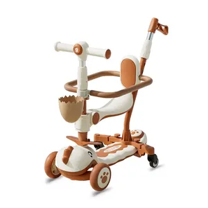 china multifunction baby scooter 3 in 1 music flash wheel folding kids scooter toys suppliers with basket
