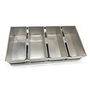 Custom Made Aluminium Metal 3 Cavities Strap Loaf Pan Toast Bread Baking Pan for Commercial Industrial Use