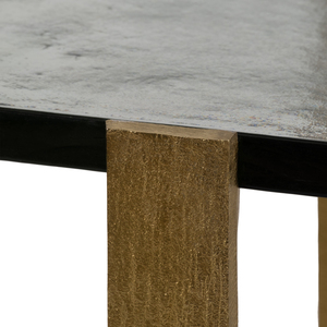Table d'appoint fine avec plateau noir et base dorée pour la décoration intérieure, table de chevet, chambre à coucher, salon - Product Image 4