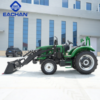Livraison gratuite 80 HP tracteur à roues jardin verger hydraulique terre cultivée tracteur multifonctionnel tracteur à roues avec godet