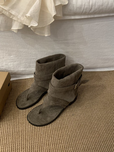 Bottines à bout ouvert en daim pour femmes, avec bride à boucle, talon bas, sandales courtes pour l'été et l'automne - Product Image 5