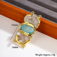 Connecteur à quatre boucles en quartz drusy et amazonite plaqué or 18 carats pour la fabrication de bijoux