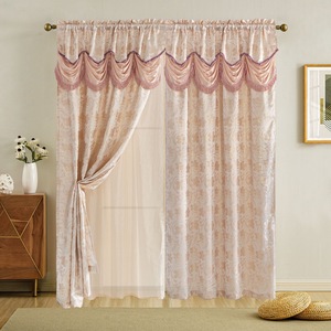 Rideaux de fleurs prêts à l'emploi de style européen pour la chambre et le salon pas cher bonne qualité tissu de fleurs jacquard robuste - Product Image 2