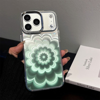 Funda para Teléfono Móvil con Diseño de Flores Láser en Degradado de Arcoíris para iPhone 18 17 16 15 14 Pro Max, Carcasa Trasera con Diseño IMD Tejido, Neón y Efecto Ombré