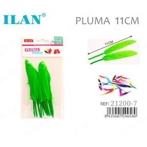 Piume verdi ILAN Pluma 11 cm per artigianato e decorazioni - Product Image 1