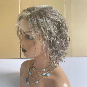 Perruques de <span class=keywords><strong>cheveux</strong></span> humains bruts alignés sur les cuticules, courts, ondulés et <span class=keywords><strong>bouclés</strong></span>, <span class=keywords><strong>coupe</strong></span> bob, couleur 613, pour femmes blanches - Product Image 1