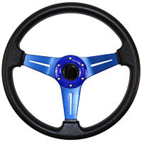 Volant de course 13,6 pouces à 6 boulons avec klaxon intégré et poignée en PU durable pour voitures de rue et de drift - Vente en gros