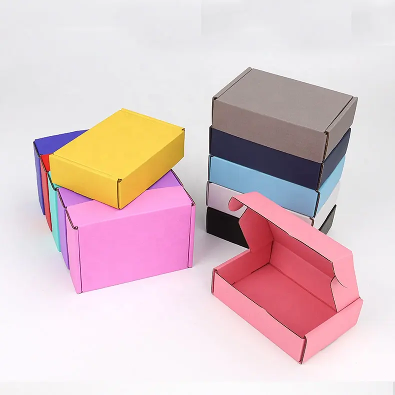 LZ حزمة مخزون درجة عالية ملونة هدية أضعاف مربع المموج شعار مخصص من الورق المقوى صندوق تعبئة للبريد للشركات الصغيرة