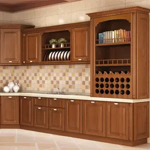 Top Quality Solid Wood Luxury Bar American Style Customized Shaker Doors Kitchen Cabinets