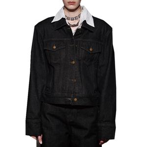 แจ็คเก็ตยีนส์ผู้ชายทรงเข้ารูป คลาสสิก แฟชั่นคุณภาพสูง 15 ออนซ์ ผ้ายีนส์ดิบ แต่งแผ่นรองไหล่ กระชับเอว - Product Image 1