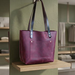 Bolso de Mano de Cuero Genuino Hecho a Mano por BS INTERNATIONAL, Bolso de Lujo Casual para Mujer, Duradero, Impermeable, 2L+ Gran Capacidad, Correas Dobles - Product Image 3