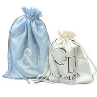 Sacs en satin miniatures en gros avec cordon de serrage, en tissu de soie lisse, avec logo personnalisé imprimé, pour emballage de bijoux et cadeaux