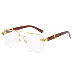 Nouvelles lunettes de soleil tendance à dégradé carré irrégulier 4357 pour hommes, verres découpés, branches en bois imprimé, lunettes de soleil métalliques pour femmes <span class=keywords><strong>2022</strong></span> - Product Image 5