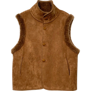 <strong>Women</strong> Reversible Wool Fuzzy <strong>Sherpa</strong> Suede Stand Collar Sleeveless Vest <strong>Gilet</strong> Ladies Double Sided Wear Warm Shearling Vest - Product Image 6