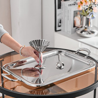 Service à thé/café en acier inoxydable style nordique, comprenant théière, pot à lait, sucrier et plateau – Ornements décoratifs pour la maison