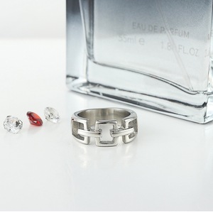 yunnique Men's Geometric <b>Titanium</b> Steel <b>Ring</b> Silver Hollow Punk Style Fashion Jewelry Gift - Product Image 3