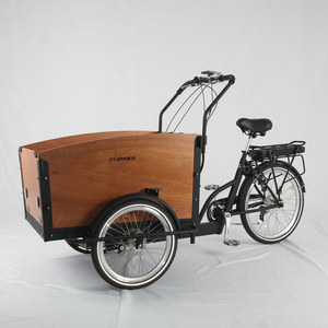 Triciclo trasero eléctrico con batería, con <span class=keywords><strong>caja</strong></span> <span class=keywords><strong>de</strong></span> madera delantera, asiento <span class=keywords><strong>para</strong></span> niños, <span class=keywords><strong>bicicleta</strong></span> <span class=keywords><strong>de</strong></span> <span class=keywords><strong>carga</strong></span> <span class=keywords><strong>para</strong></span> la familia, estilo holandés, stock <span class=keywords><strong>de</strong></span> La UE - Product Image 4