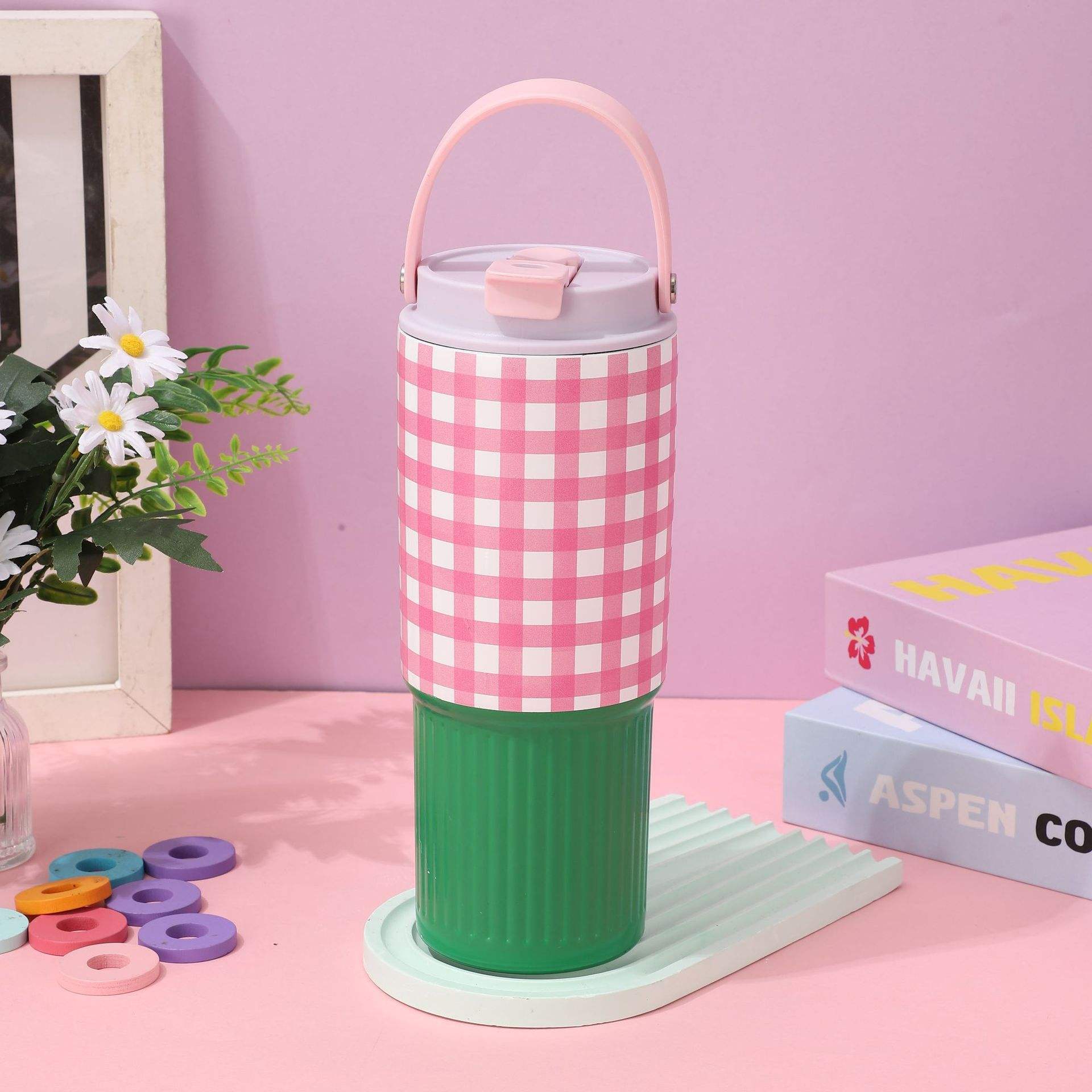 Pink and white plaid