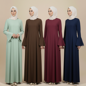 Merrchi Style Saudi Arabia Eid Elegant Design Solid Color Matte Satin Cape Islamic Fashion Woman Party Embellished <strong>Abaya</strong> - Product Image 2