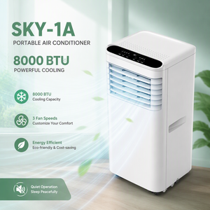 เครื่องปรับอากาศแบบพกพาขนาด 8000 BTU สำหรับใช้ในบ้านและโรงแรม ประหยัดพลังงาน พร้อมรีโมทคอนโทรล ขายส่ง - Product Image 1