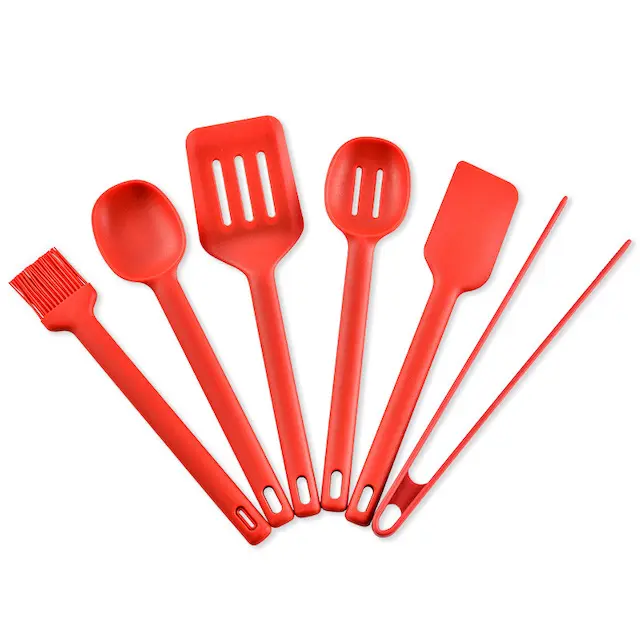 High Quality Utensils Set of 6 Nonstick Heat Resistant Cookware for Cooking & Serving Silicone Spatula Set