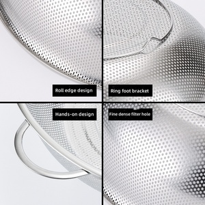 Cesta de drenaje doméstica de acero inoxidable con doble compartimento, colador para lavar arroz, práctico colador para lavar verduras, cesta de drenaje para lavar frutas - Product Image 5